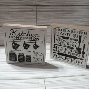 Farmhouse Decor For Tier Tray Kitchen Measurement Conversion Sign & Utensils NEW